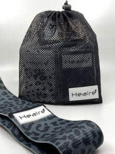 Healre exercise resistance bands in black leopard print