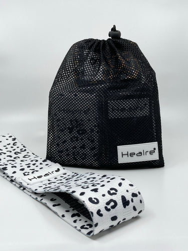 Healre exercise resistance bands in white leopard print